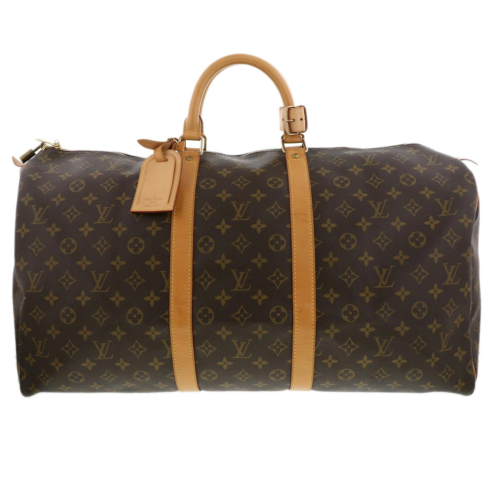 LOUIS VUITTON Monogram Keepall Boston Bag Brown